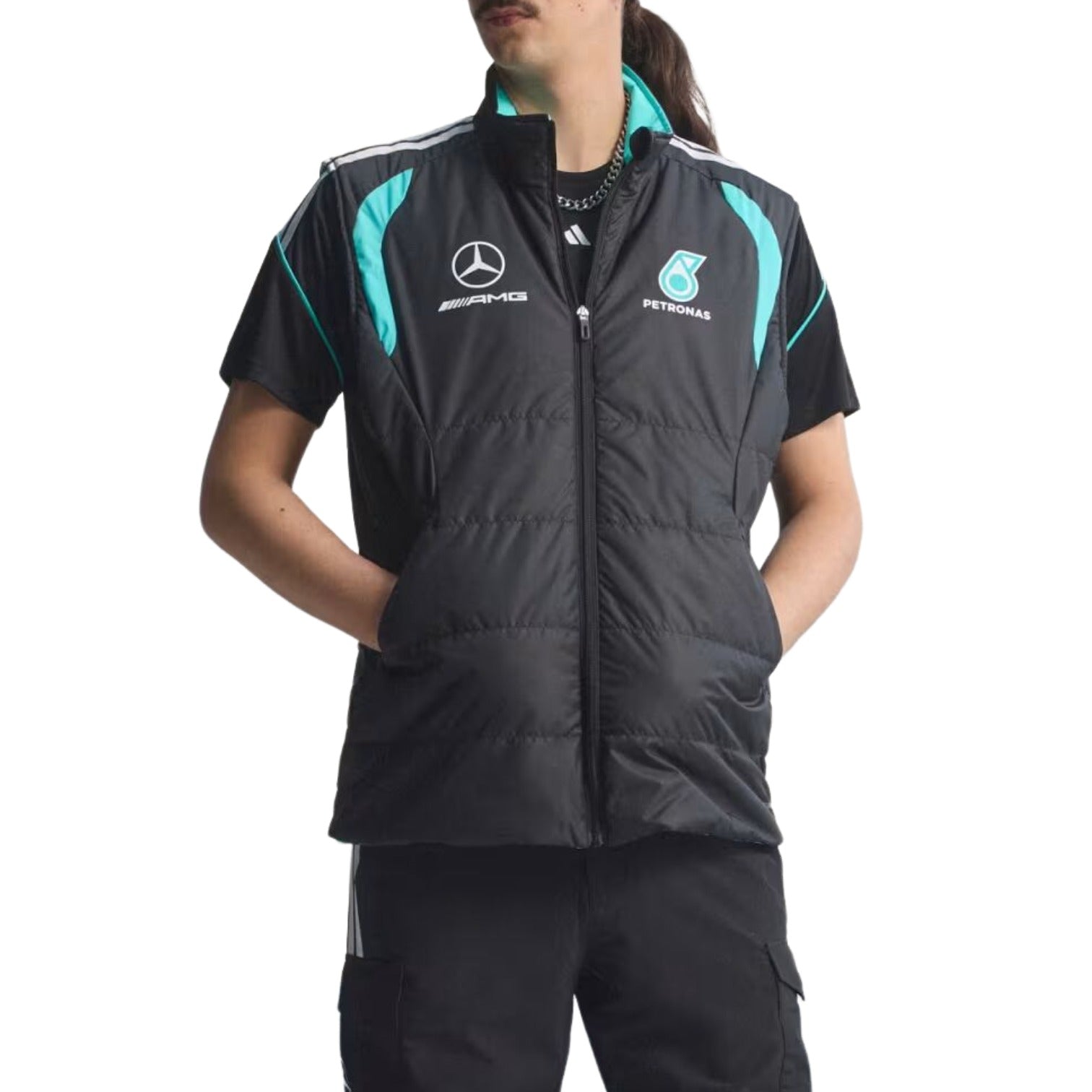 Жилет механика команды Формулы-1 Adidas x Mercedes AMG Petronas, черный — фото 2