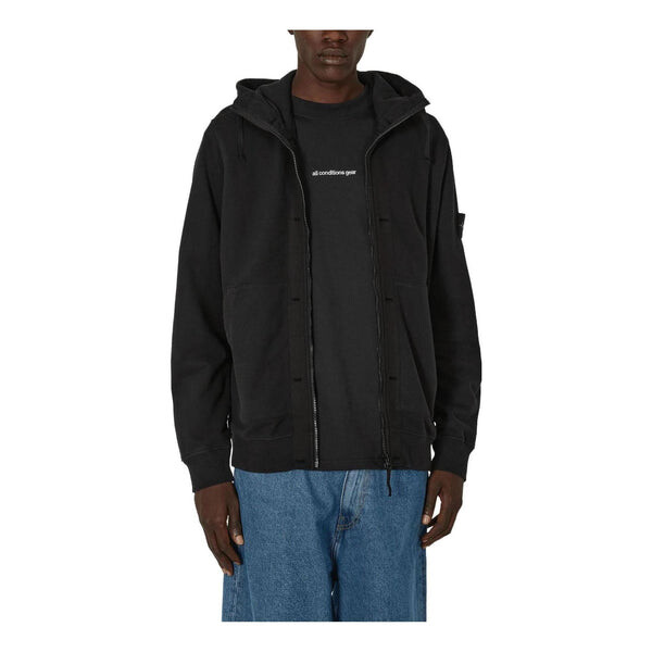 

Куртка logo patch zip-up hoodie 'black' Stone Island, черный