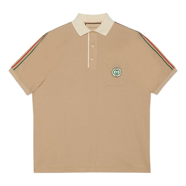 

Рубашка поло stretch cotton piquet polo shirt 'beige' Gucci, бежевый