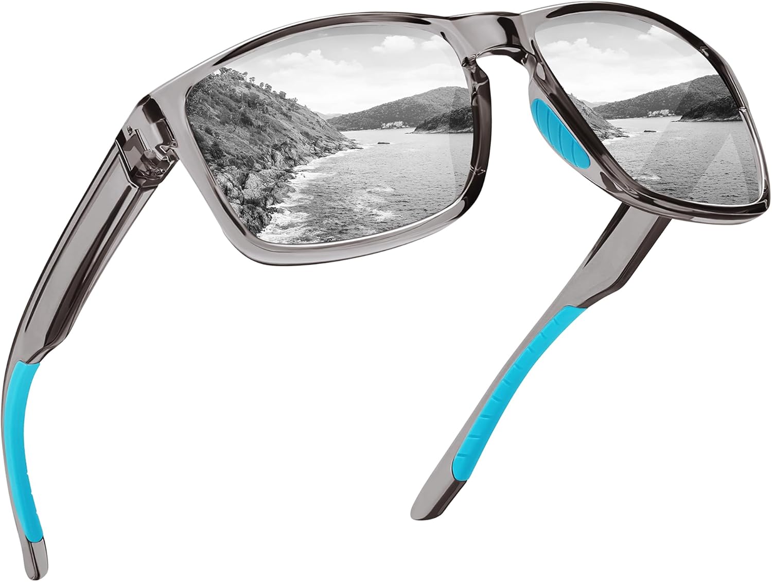 

Спортивные поляризованные солнцезащитные очки для мужчин и женщин с защитой от УФ-излучения, небьющиеся, для вождения, бега, рыбалки, походов Ofwin, Clear Gray Frame/Silver Mirror Lens