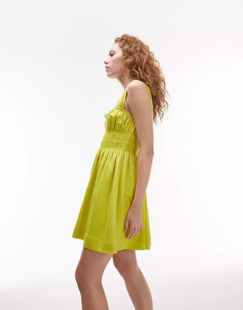 

Светло-зеленое платье мини на кулиске Topshop
