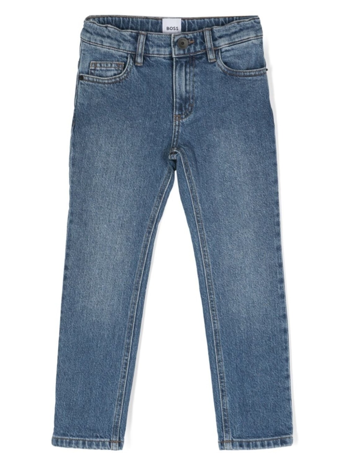 

BOSS Kidswear прямые джинсы средней посадки, синий