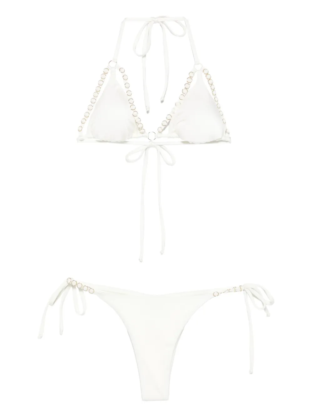 

Бикини с треугольными чашками и металлическим декором Mazzei, белый