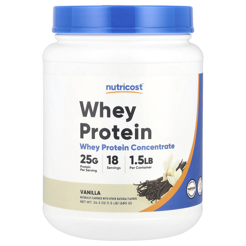 

Nutricost, Концентрат сывороточного протеина, ваниль, 680 г (1,5 фунта)