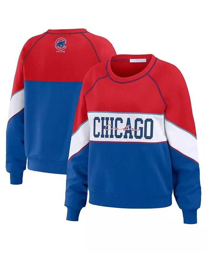 

Женский красный пуловер с круглым вырезом Royal Chicago Cubs Wear By Erin Andrews, мультиколор