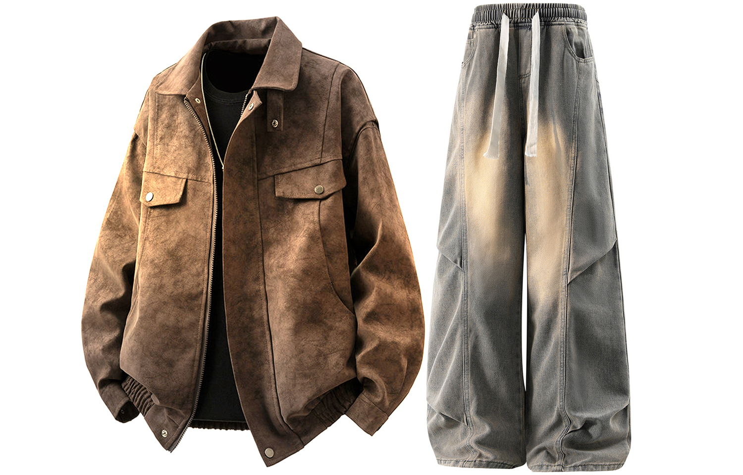 

Повседневная спортивная одежда Unisex с лацканом Lapel Moderate X1617, coffee top+желтый mud jeans