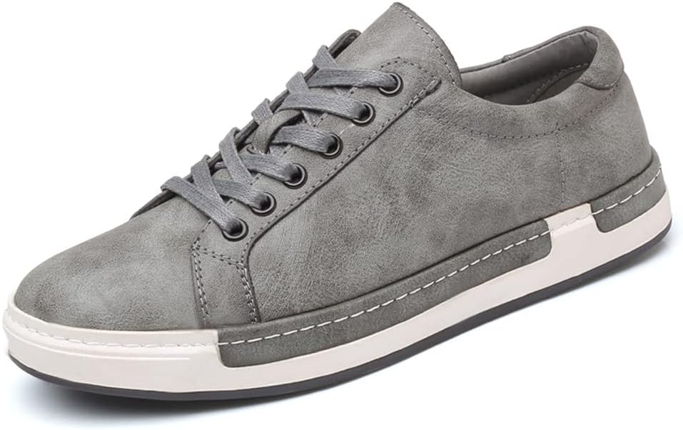 

Мужские классические кроссовки Santimon Mens, модные кожаные, спортивные с шнуровкой, оксфорды, Rihno Grey