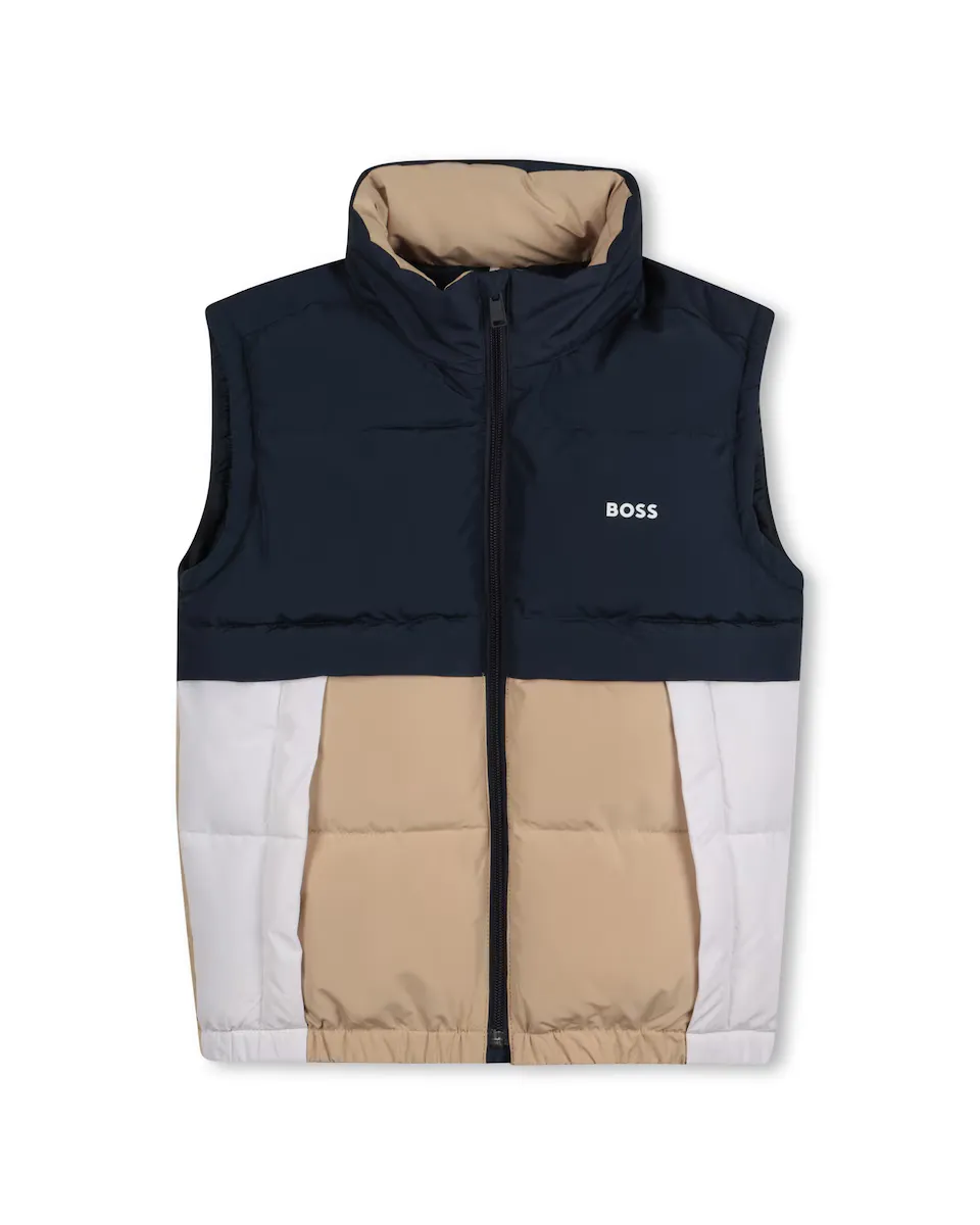 

Жилет для мальчиков в стиле колор-блок на молнии BOSS Kidswear, чёрный