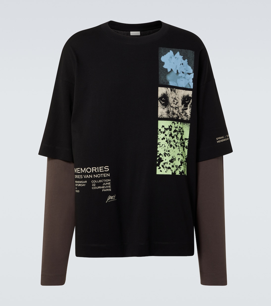 

Футболка из хлопкового джерси с логотипом Dries Van Noten, черный