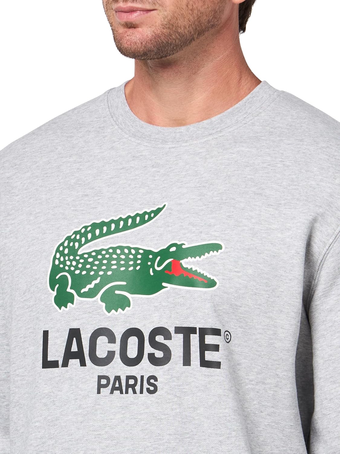 Lacoste мужская толстовка с принтом и круглым вырезом, классический крой, Silver Chine — фото 3