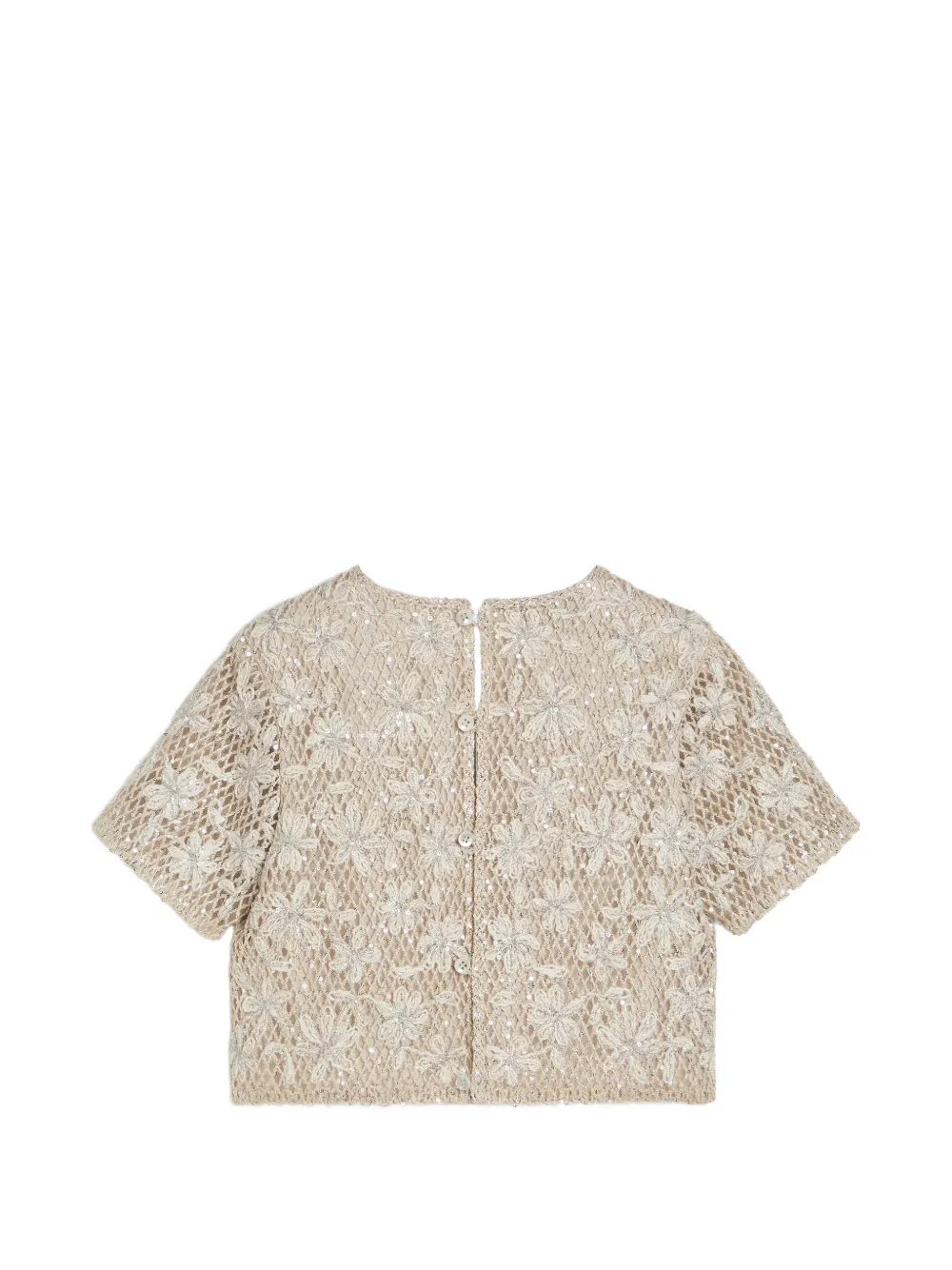 Блузка с вышивкой Brunello Cucinelli Kids, бежевый — фото 2