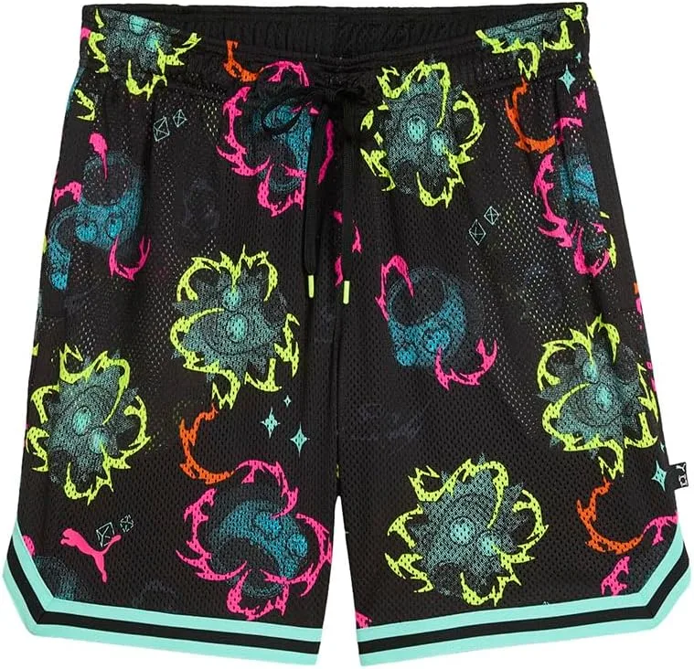 

PUMA Mens Hoops X Rick and Morty Graphic 5.5 Inch шорты Casual - Black