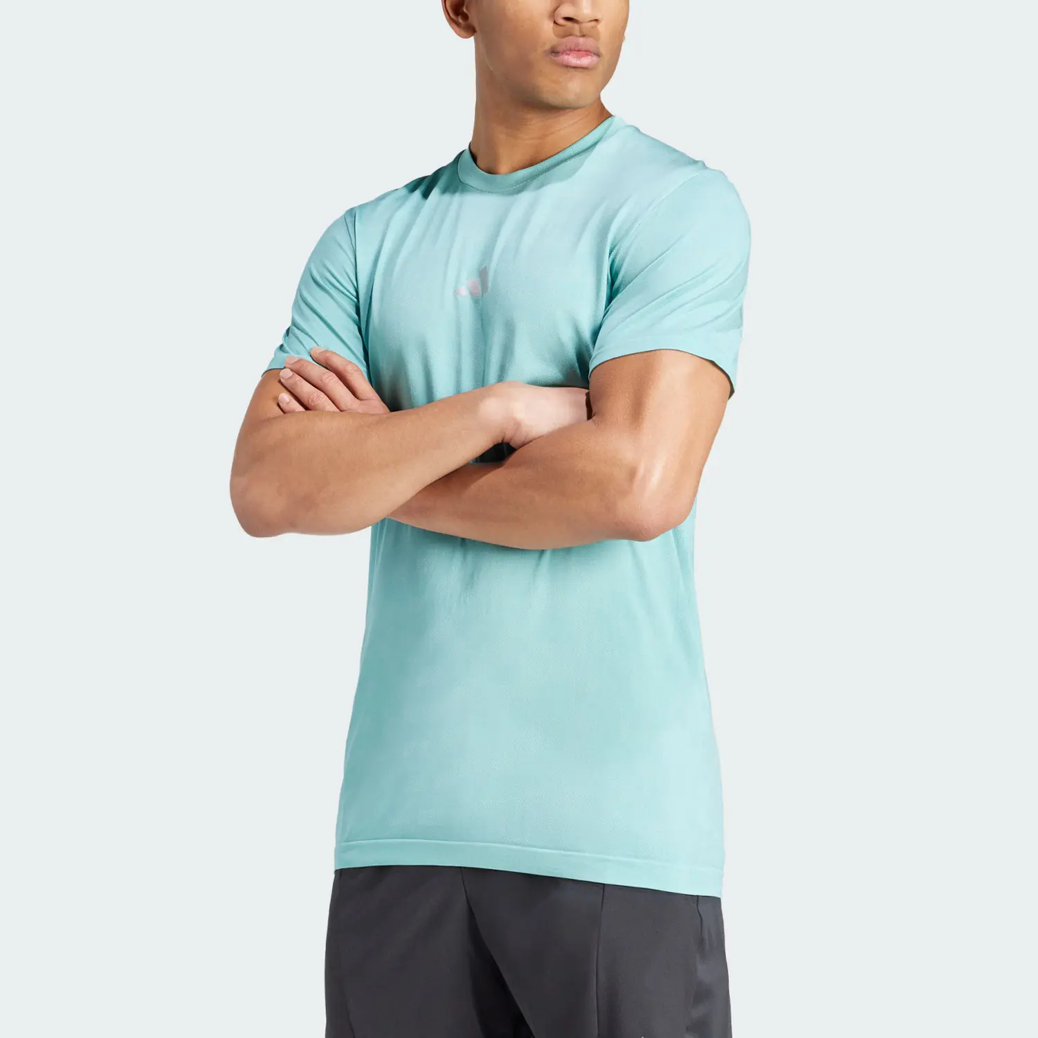 Спортивная футболка мужская светло-мятная Adidas, цвет Light Mint — фото 2