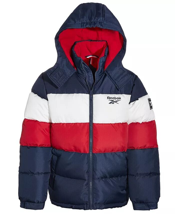 

Пуховик с капюшоном и молнией во всю длину на флисовой подкладке Big Boys Reebok, синий