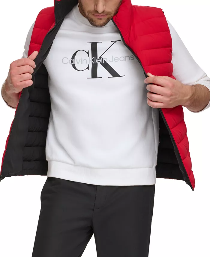 Мужской утепленный жилет с эластичной тканью Calvin Klein, красный — фото 3
