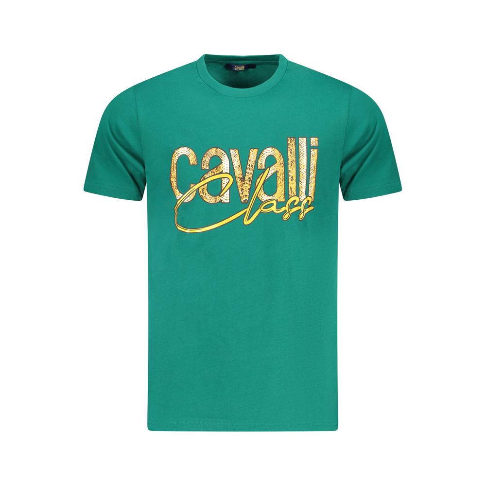 

Зеленая хлопковая мужская футболка Cavalli Class
