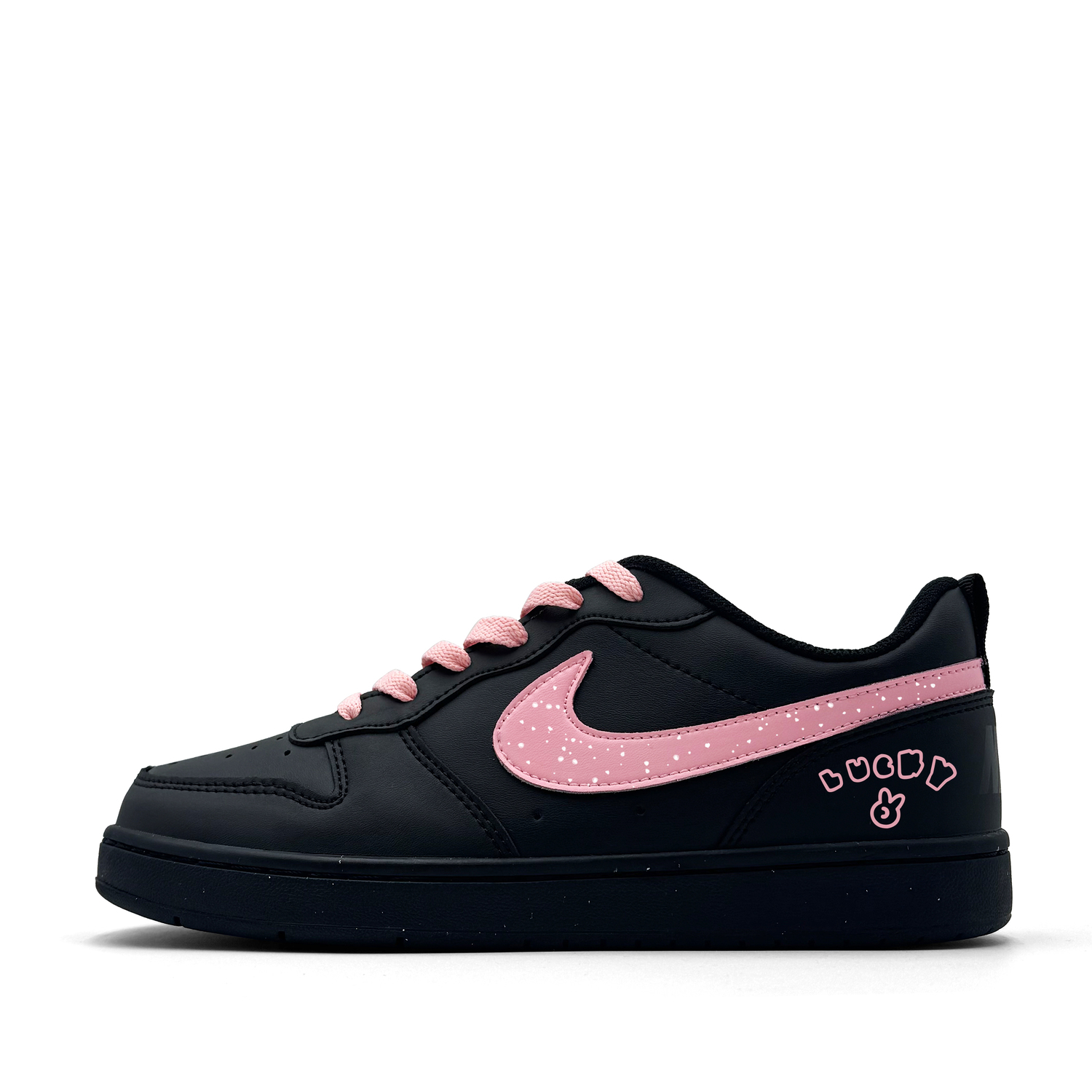 

Nike Court Borough Lucky Slip Resistant Low top Kids' Skateboarding Shoes Black Pink Teenagers