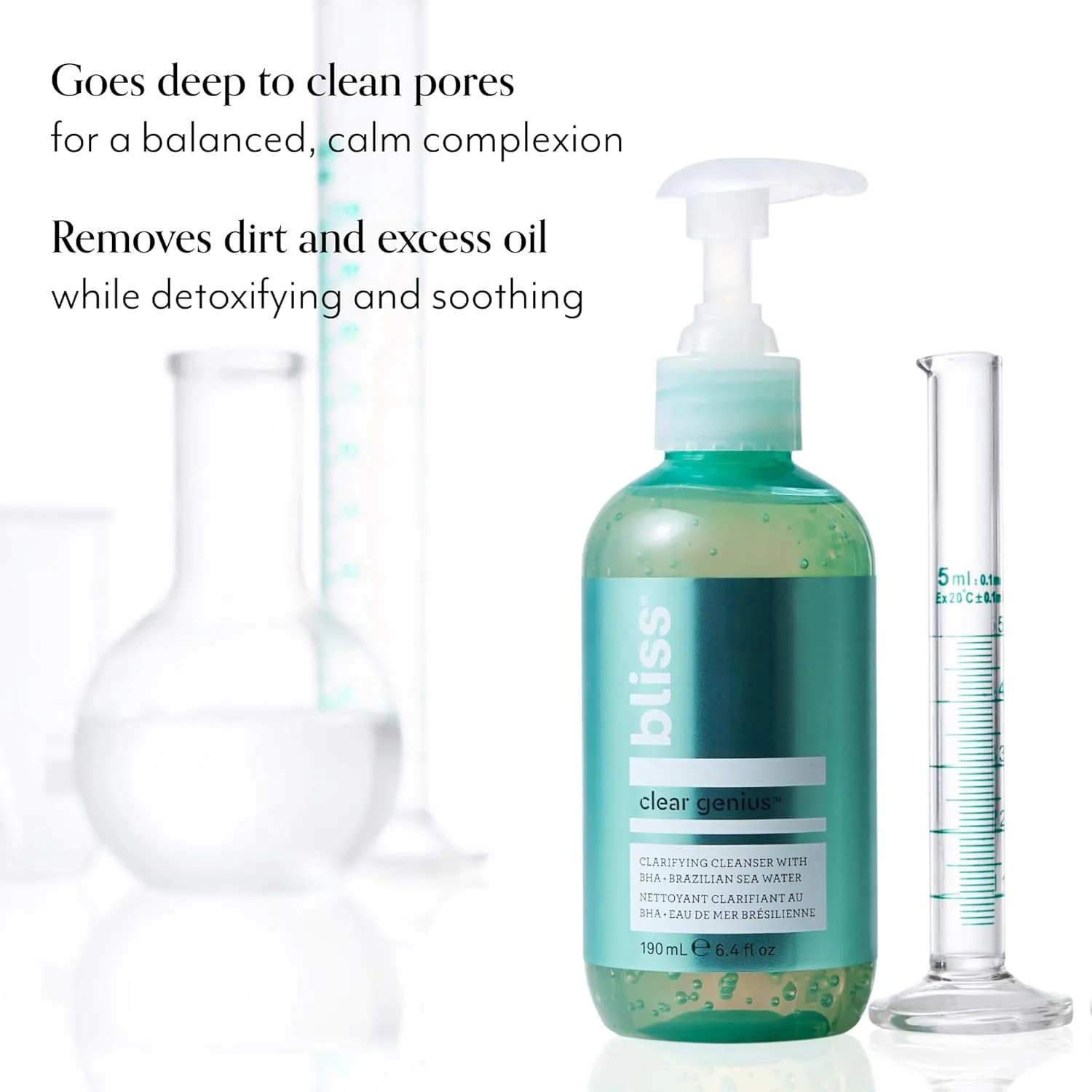 Очищающий гель Bliss Clear Genius с салициловой кислотой BHA для очищения пор, удаления излишков жира и грязи, 189 мл, не сушит кожу, веганский, без жестокости, аромат чайного дерева, для всех типов кожи, Clarifying/Clear Skin Clear Genius — фото 2