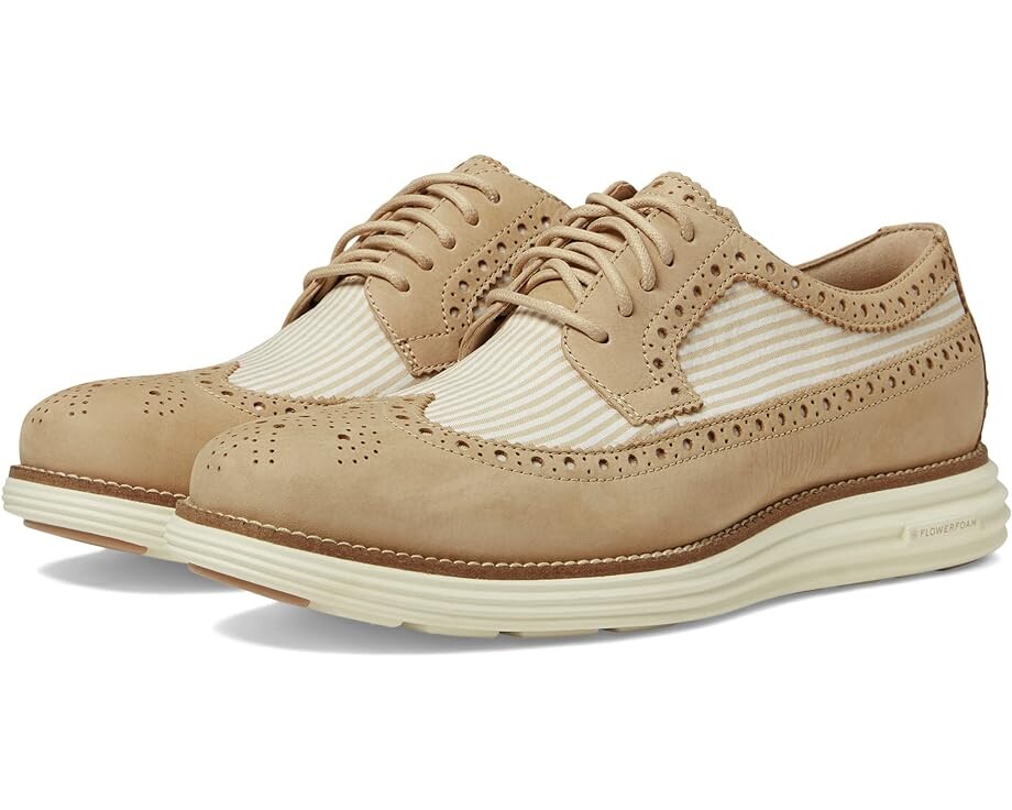 

Оксфорды Cole Haan Originalgrand Remastered Longwing, цвет Sesame Seersucker/Ivory