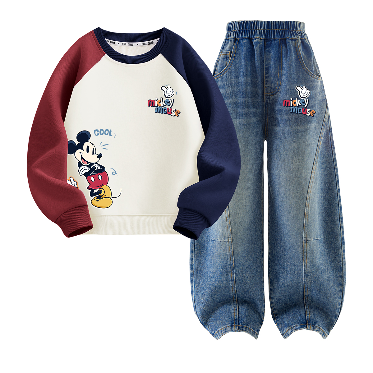 Детский спортивный комплект Casual Sportswear 2 Piece Set Disney, disney round logo mickey mouse k зеленый синий+disney round logo mickey mouse k denim синий — фото 3