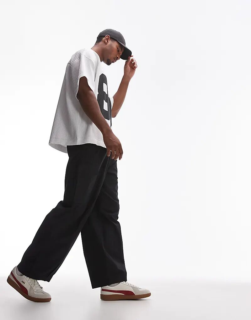 

Широкие брюки-карго черного цвета Topman