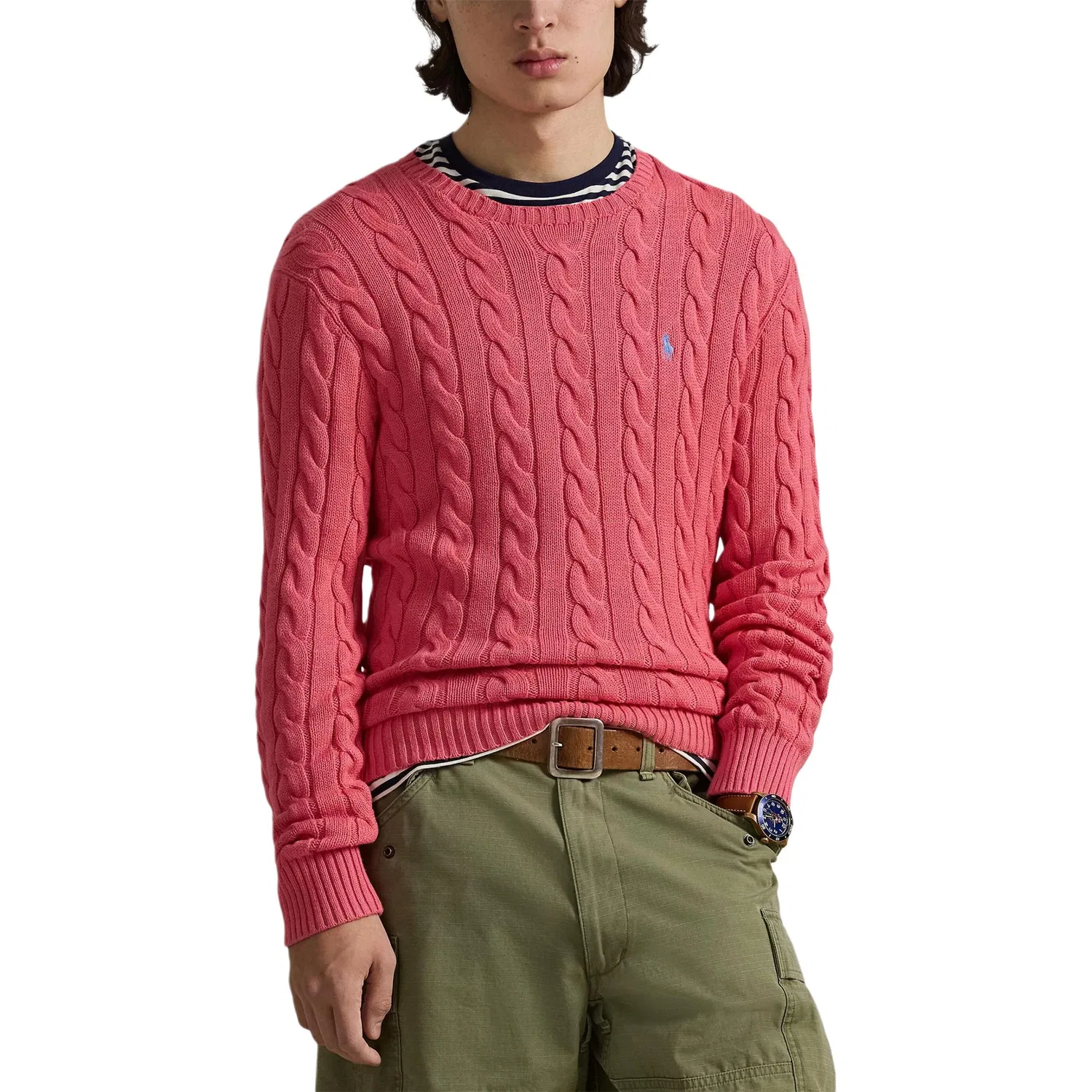 Свитер вязаный Cable-Knit Polo Ralph Lauren, Salmon Pink — фото 4