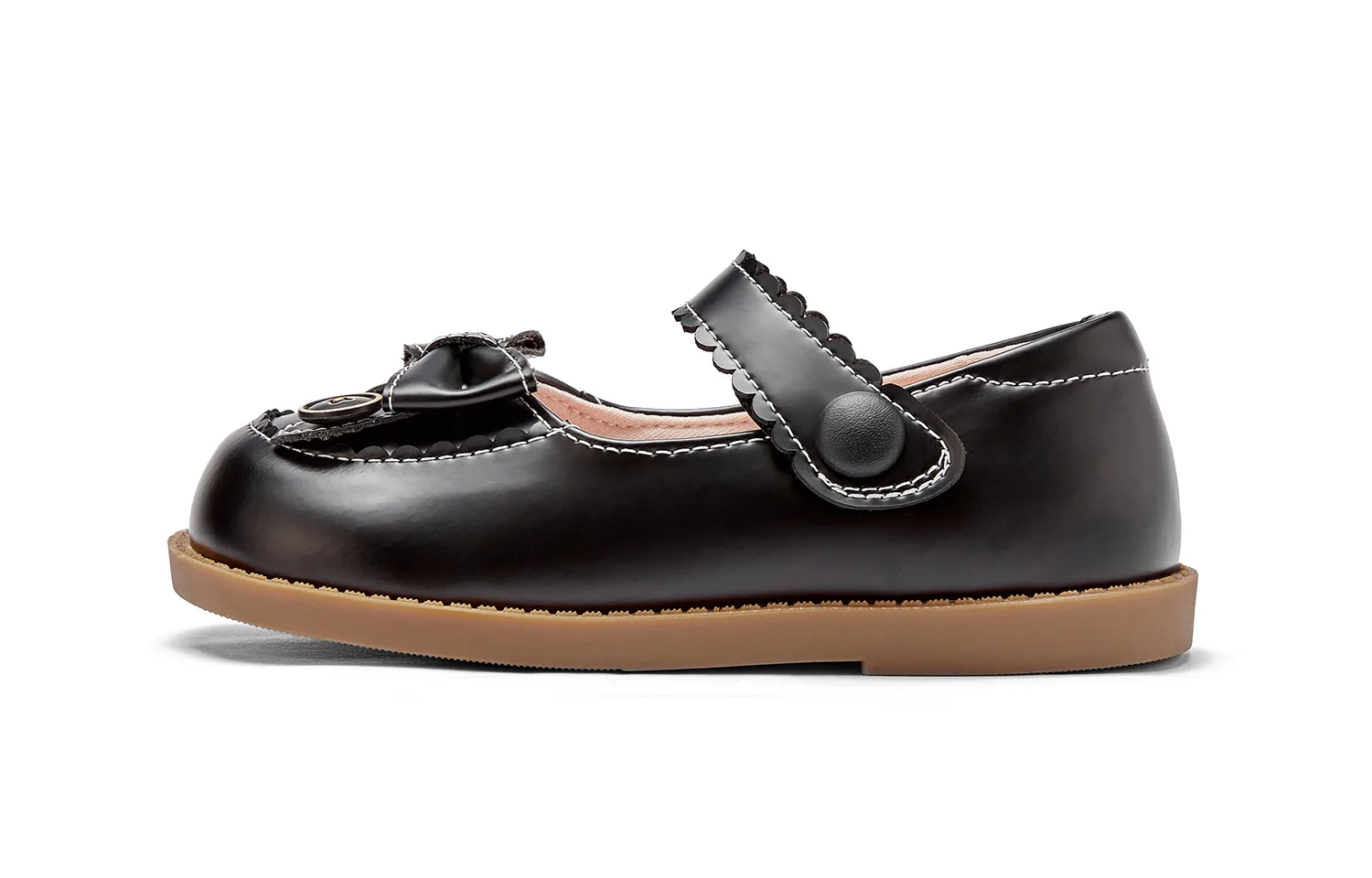 Детские кожаные туфли low top из микрофибры, нескользящие, износостойкие, легкие DAVE&BELLA, экрю — фото 3