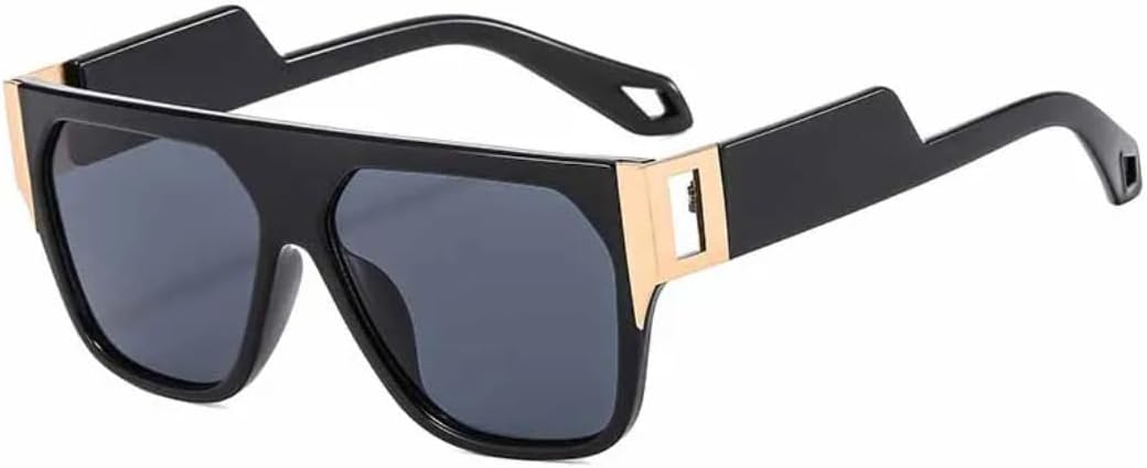 

Панк-ретро тренд, большие оправы, плоская верхняя часть, квадратные женские солнцезащитные очки, роскошные мужские очки для активного отдыха, поездок, путешествий, защиты от УФ-излучения UV400 TVTBBVV, Black Gray