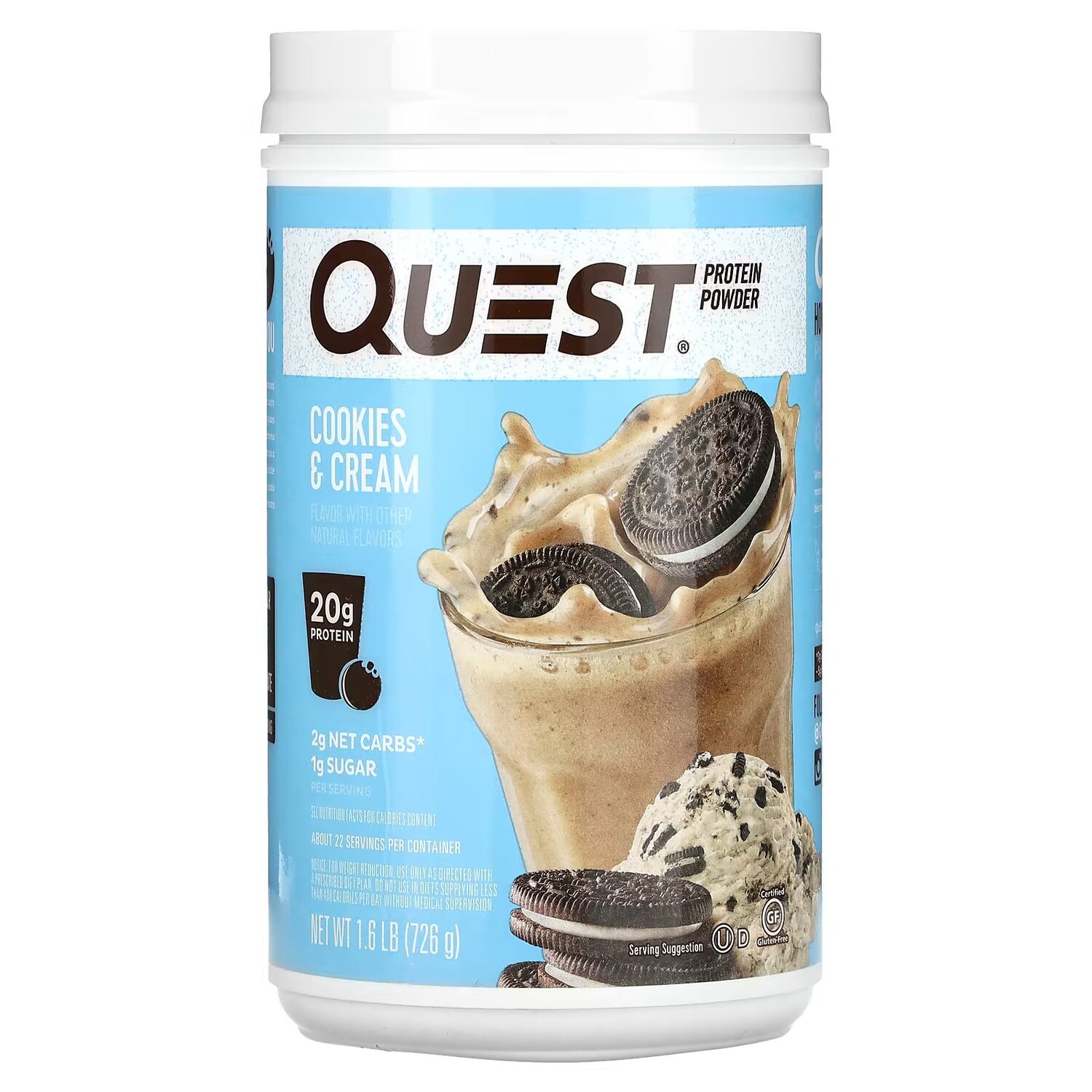 

Протеиновый порошок, печенье и сливки, 1,6 фунта (726 г) Quest Nutrition