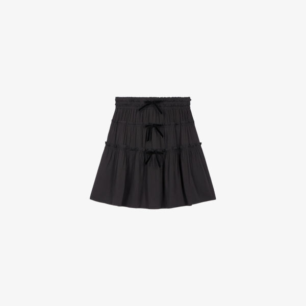 

Мини-Платье из тканого полотна с декором в виде банта The Kooples, черный