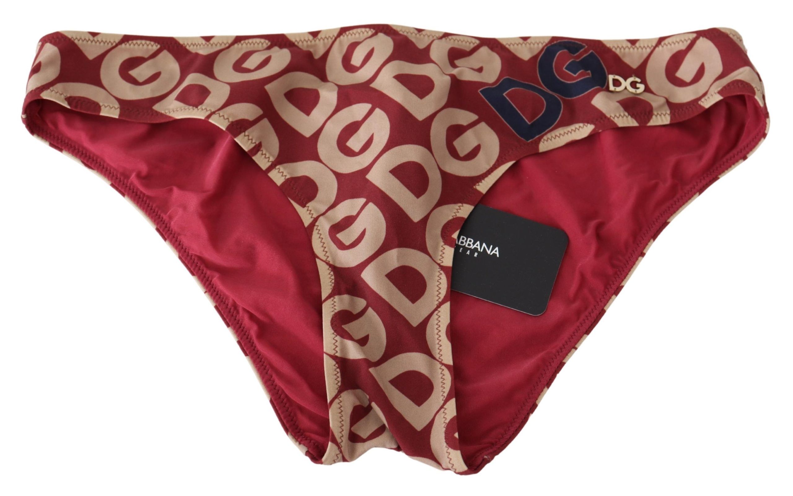 Шикарные плавки бикини с принтом логотипа Maroon Beige Dolce & Gabbana, цвет Multicolor Logo Print — фото 3