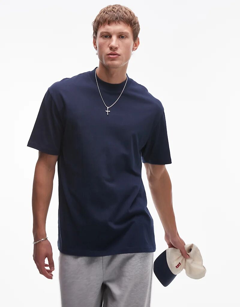 

Футболка свободного кроя темно-синего цвета Topman
