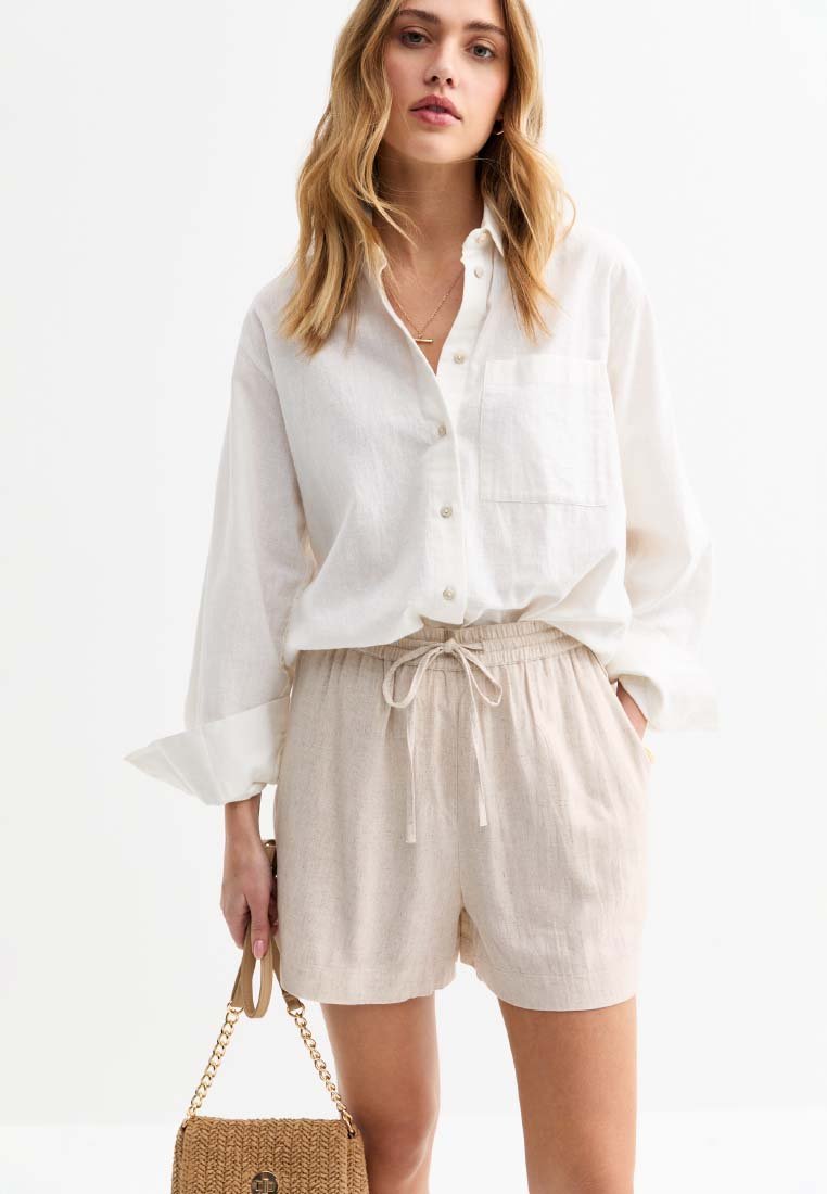 

Шорты TIE WAIST LINEN-BLEND New Look, цвет Stone