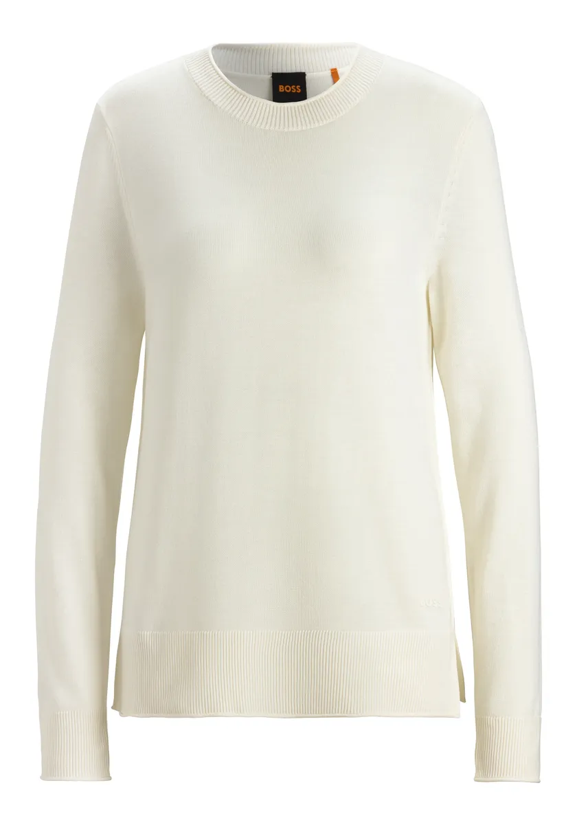 

Вязаный свитер BOSS ORANGE "C_Fanikale", классический базовый свитер, круглый вырез, белый
