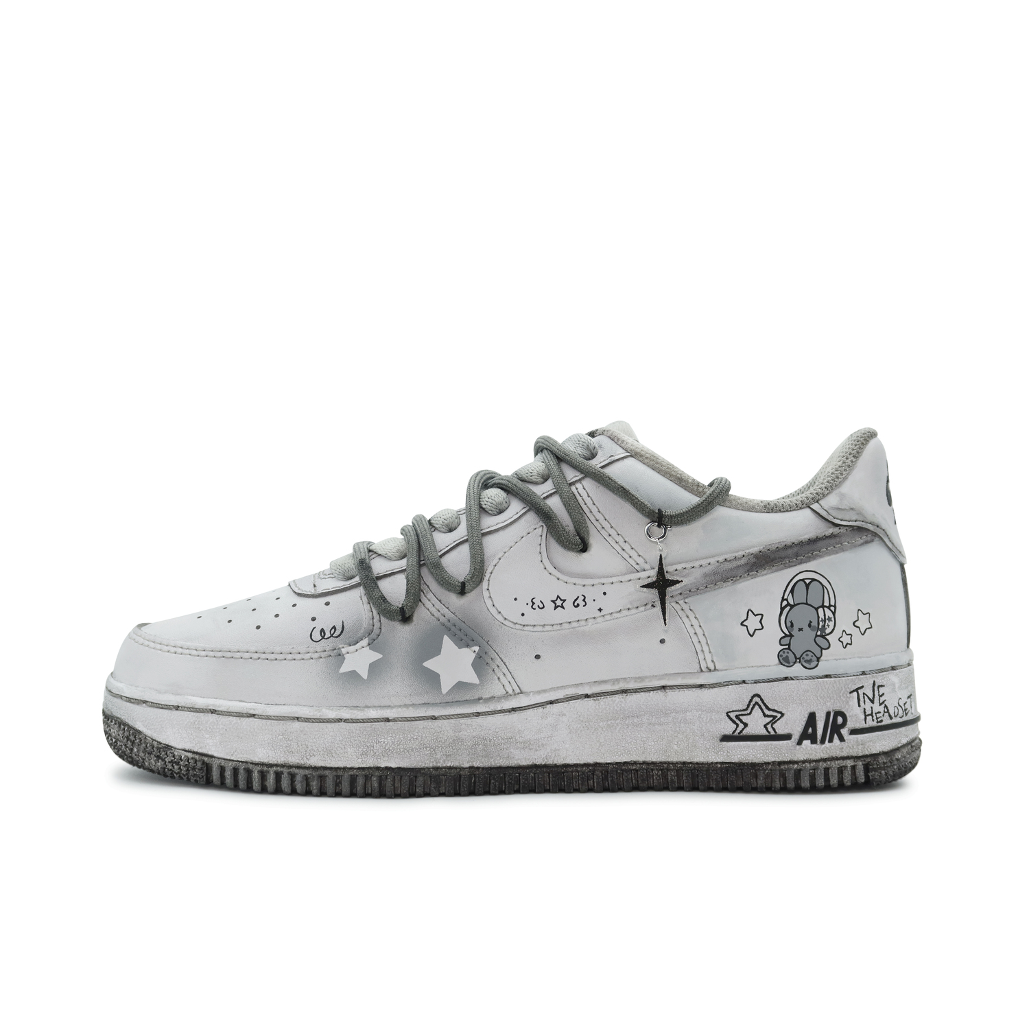 Кроссовки Nike Air Force 1 Low Skateboard женские потертые серые — фото 2