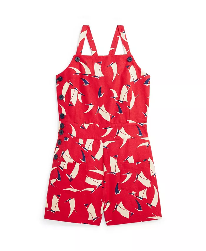 

Ромпер из парусины с принтом парусника для девочек Polo Ralph Lauren, мультиколор