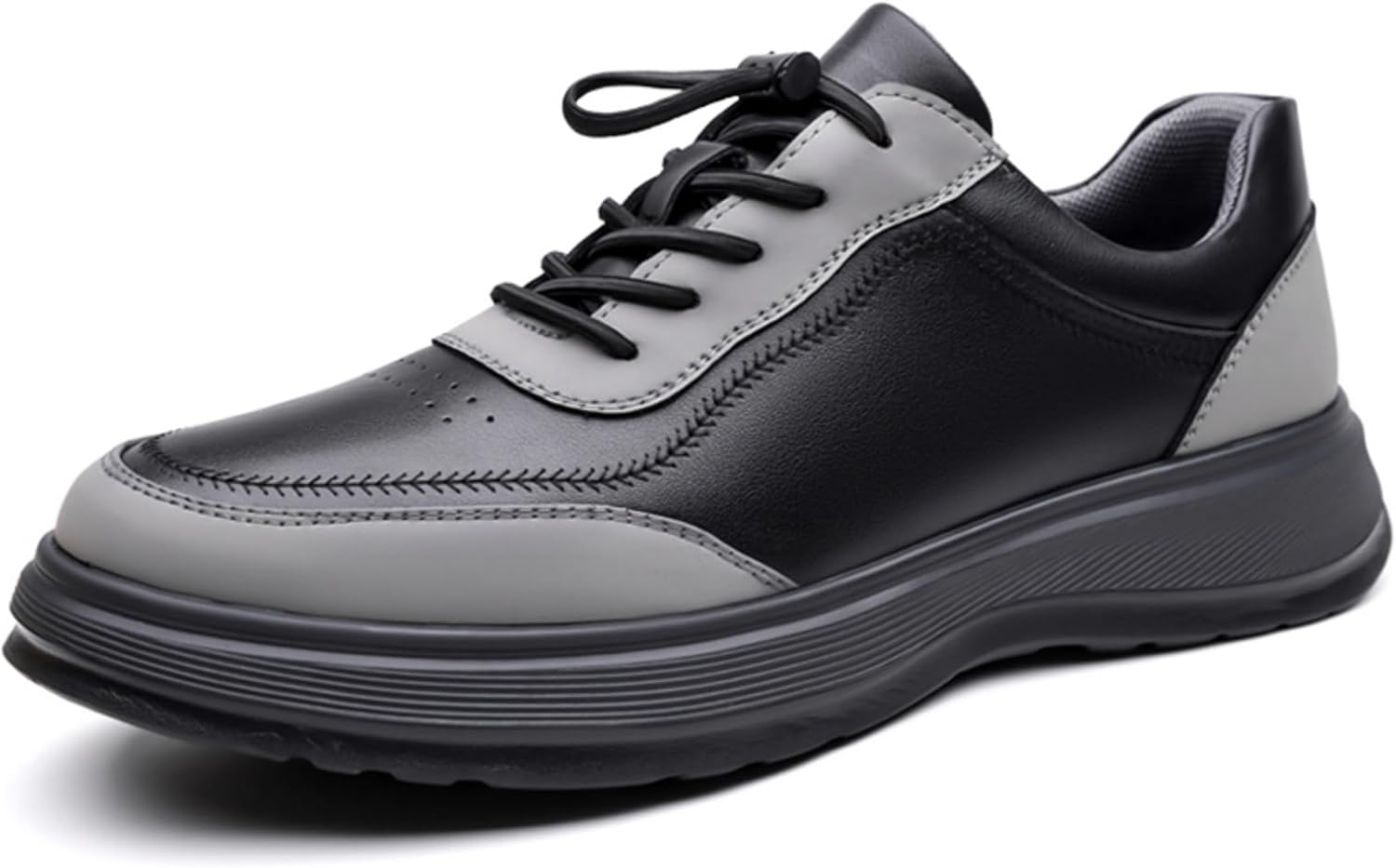 

Мужские модные кожаные кроссовки с шнуровкой, низкие, с круглым носком, классические повседневные, удобные, дышащие, легкие, противоскользящие, для ежедневной носки, прогулок, вождения, работы в офисе и путешествий Yrzhgdl, черный