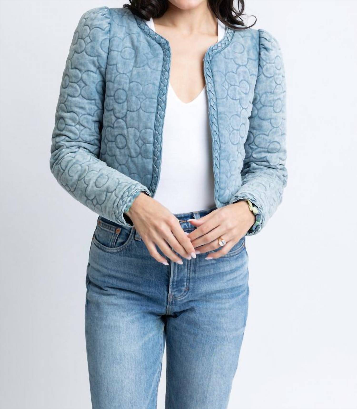 

Джинсовая новинка, цветочная куртка синего цвета Karlie