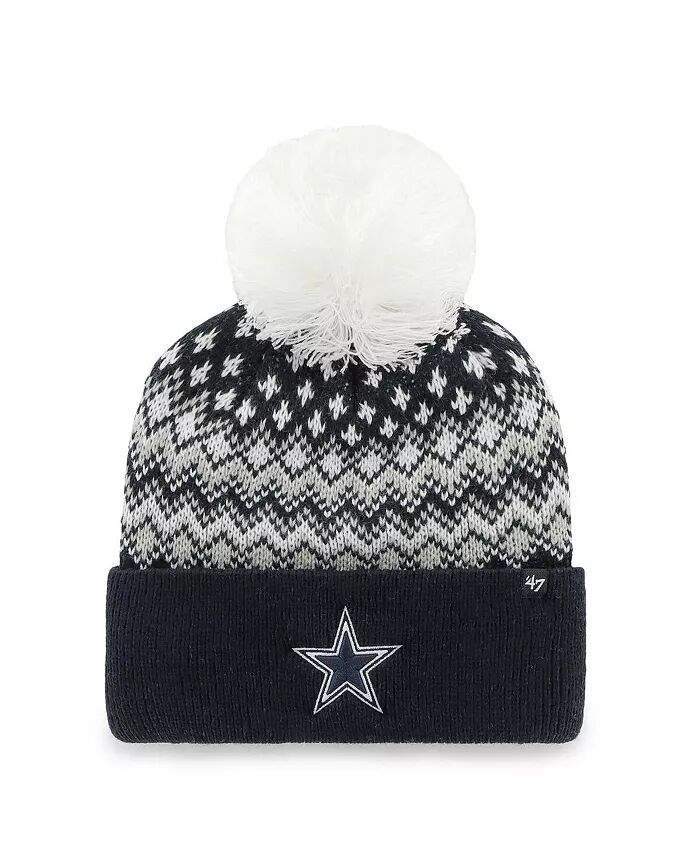 

Женская темно-синяя вязаная шапка Dallas Cowboys Elsa с манжетами и помпоном '47 Brand