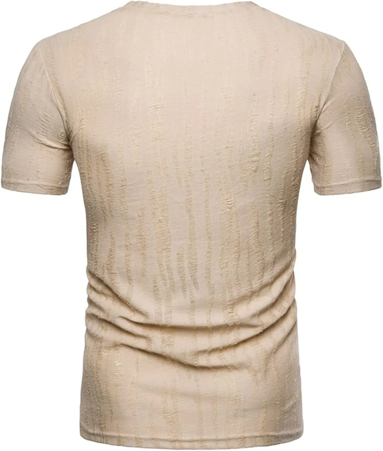 Мужская футболка V-образный вырез Slim Fit Henley с коротким рукавом — фото 4