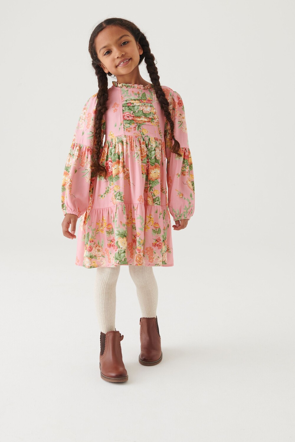 

Многослойное платье со складками Laura Ashley, розовый