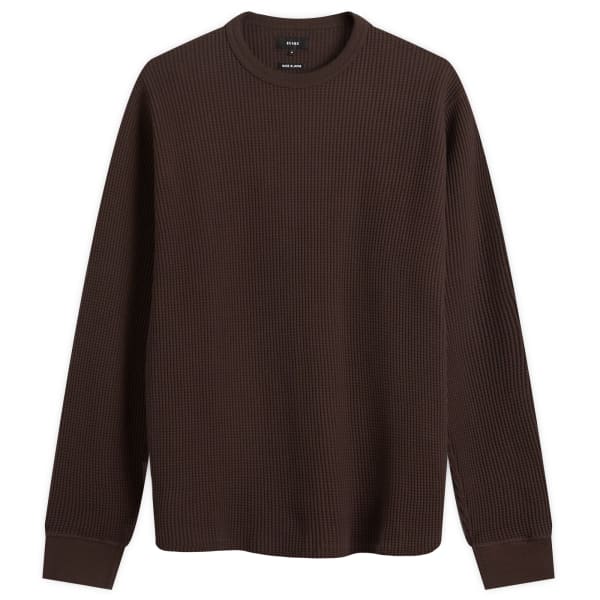 

Толстовка с круглым вырезом и вафельным узором Beams, темно-коричневый