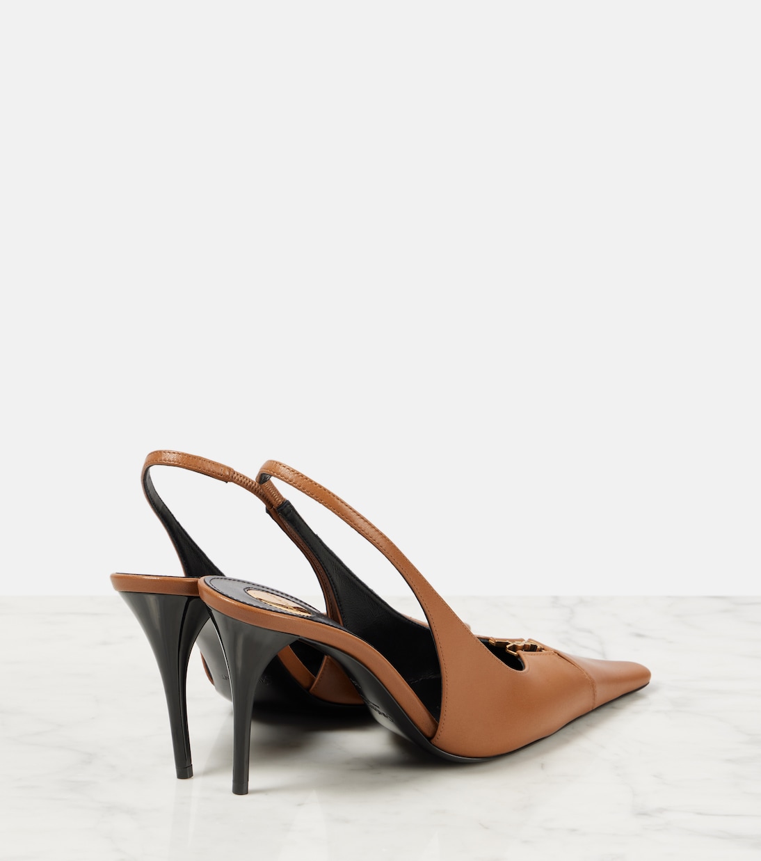 Babylone Breteuil 90 кожаные туфли-лодочки на ремешке Saint Laurent, Macadamia (Light Bronze) — фото 2