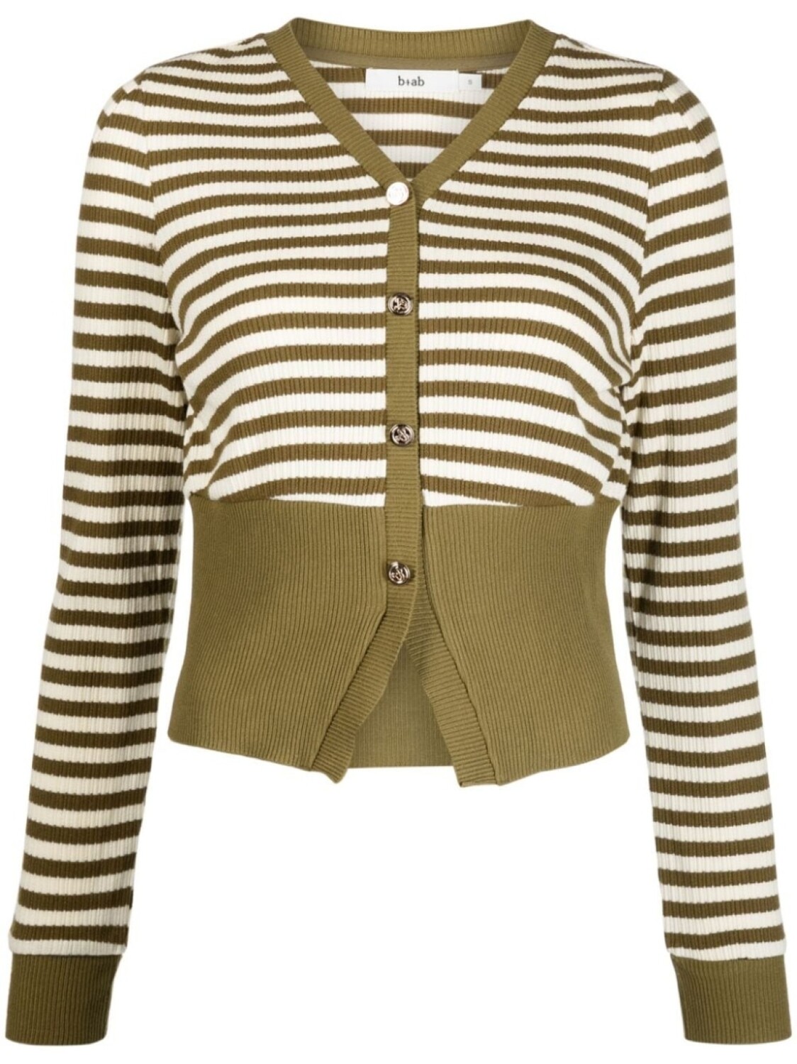 

B+Ab striped panelled cardigan, зеленый