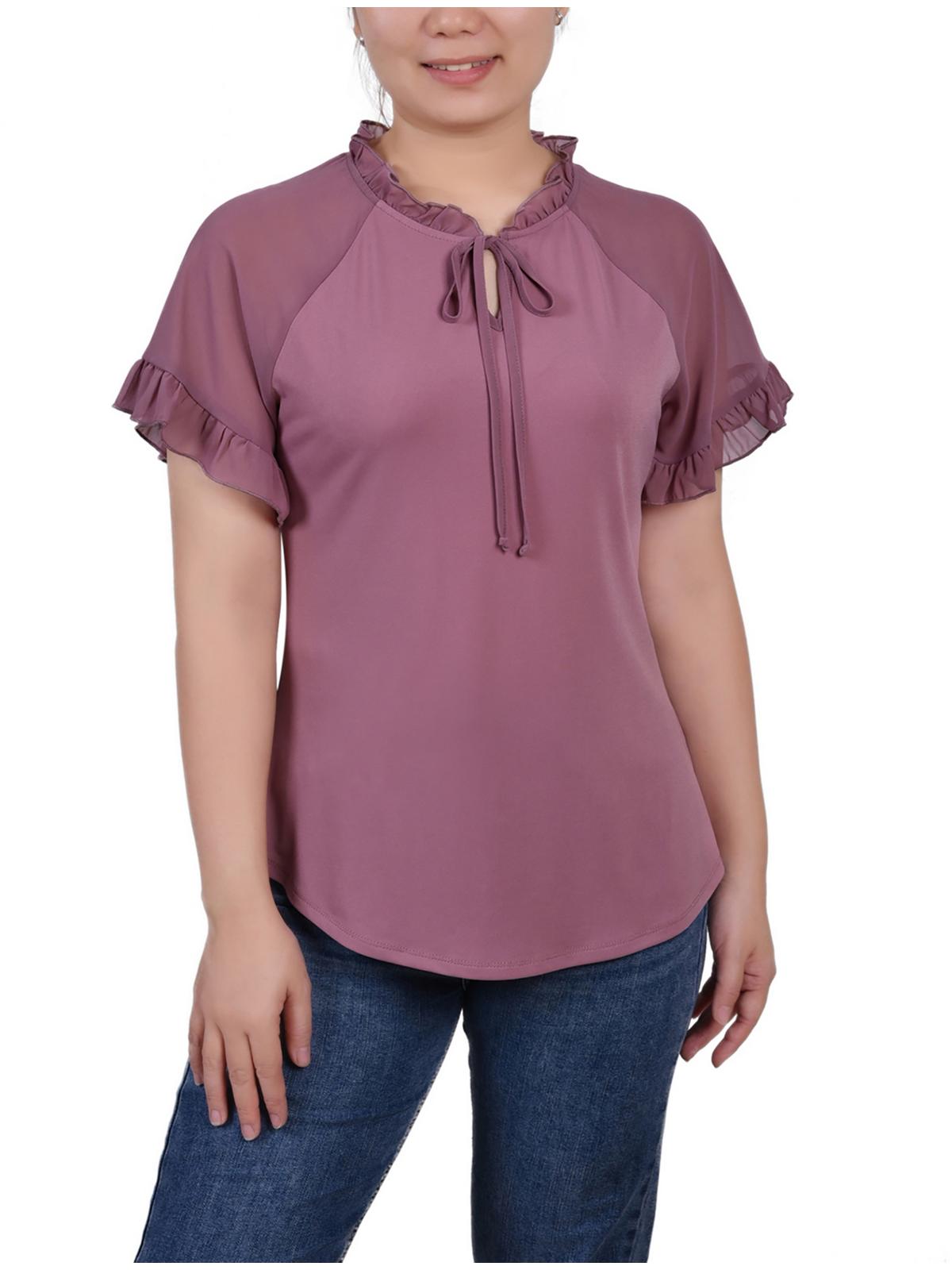 

Женская блузка с завязками на шее и прозрачными рукавами NY Collection, цвет lilac