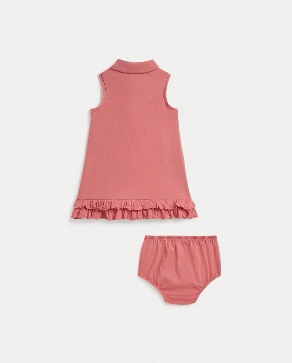 Хлопковое платье для девочки с мишкой Поло Polo Ralph Lauren, розовый — фото 2