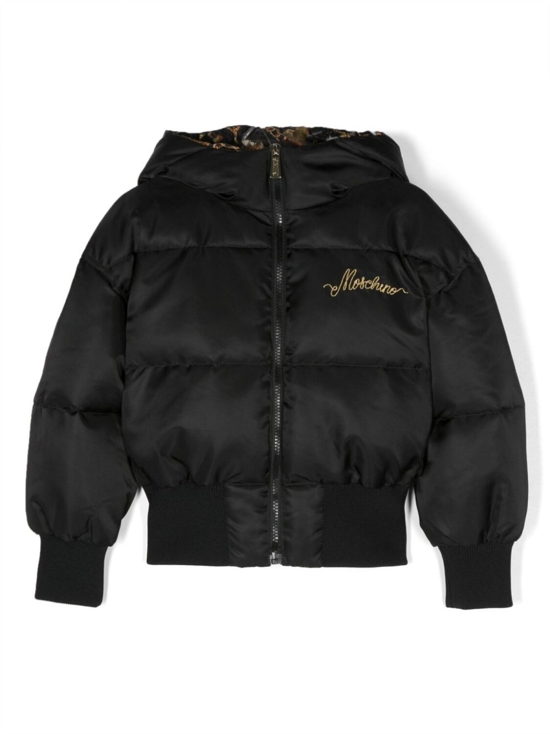 

Moschino Kids пуховик с вышитым логотипом, черный