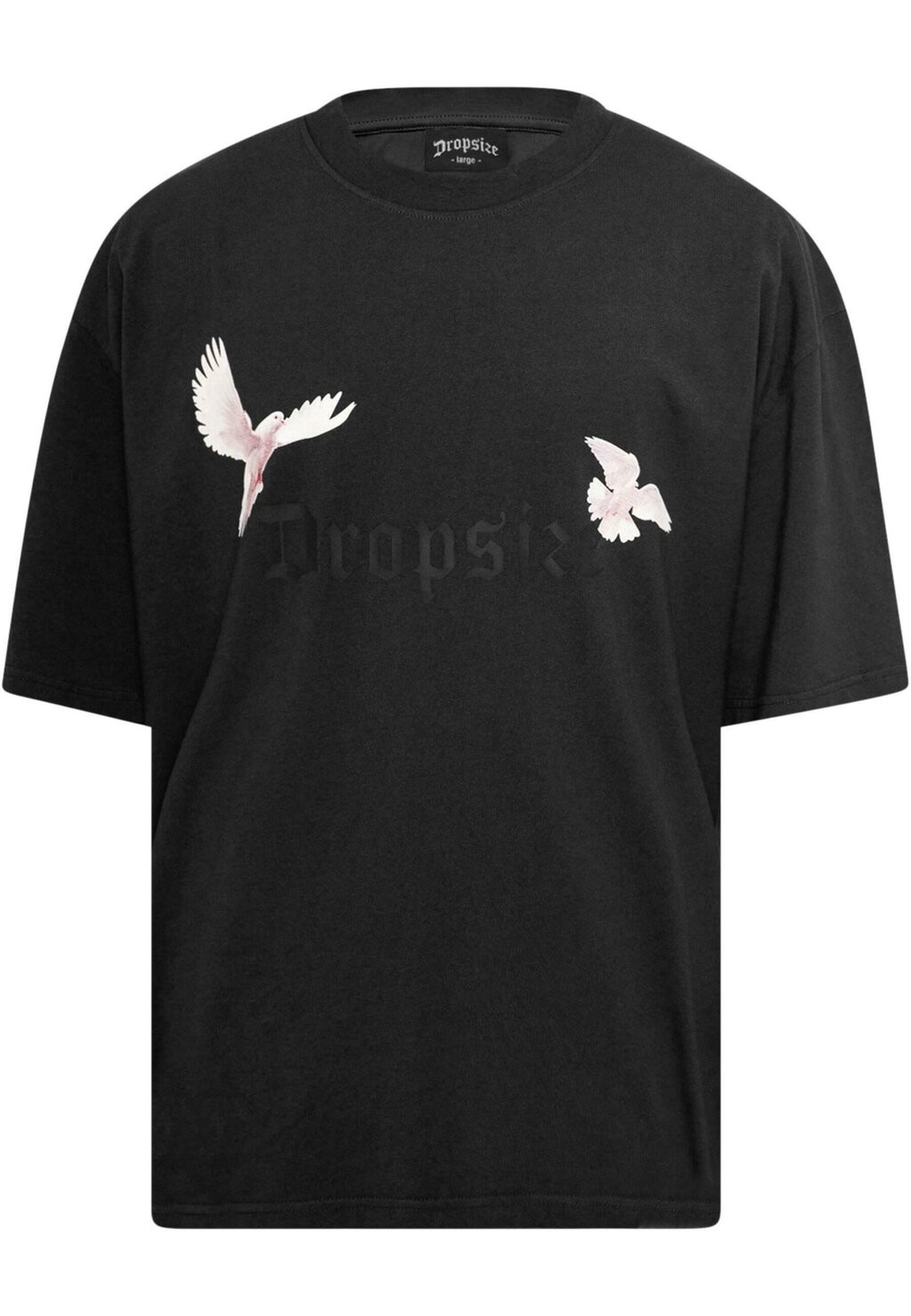 

Принт на футболке Heavy Doves Dropsize, стираный черный