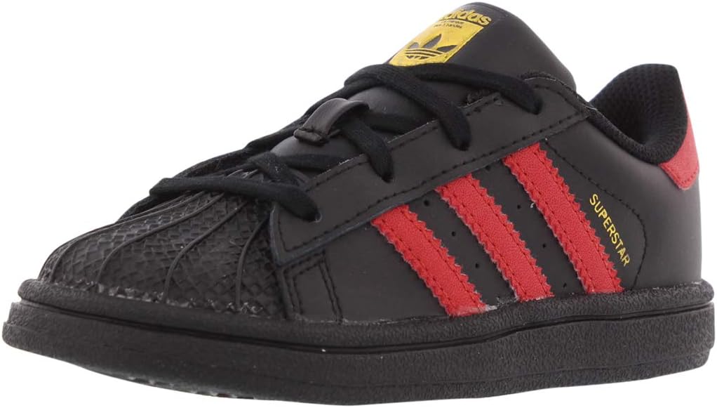 

Кроссовки adidas Superstar для детей и взрослых, черный/золотой/алый