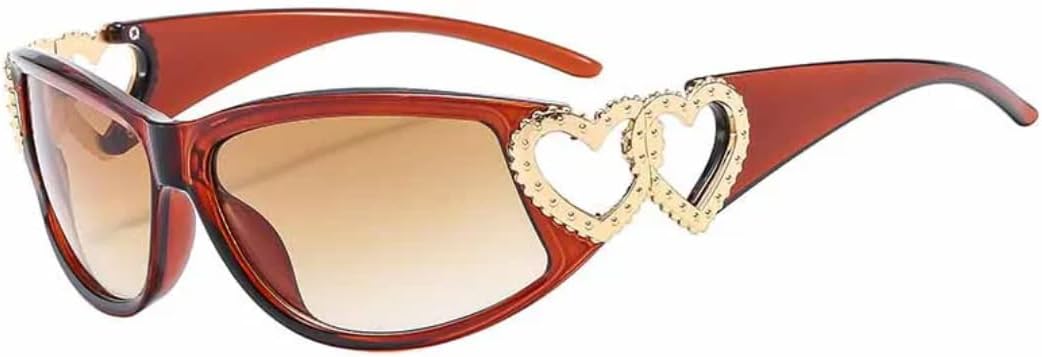 

Популярные хипстерские панк-солнцезащитные очки в форме сердца для женщин, роскошные, мужские, для путешествий, модные, с защитой от УФ-излучения UV400 TVTBBVV, Brown Tea